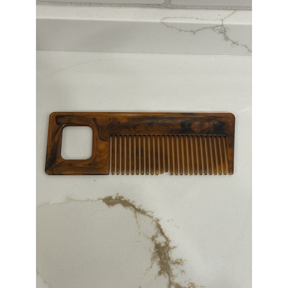 Vintage Tortoise Shell Pocket Comb‎ 5 inch Retro Geometric 1970s MCM